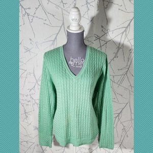 Sport Haley Pima Cotton Tencel Blend Cable Knit V-Neck Sweater